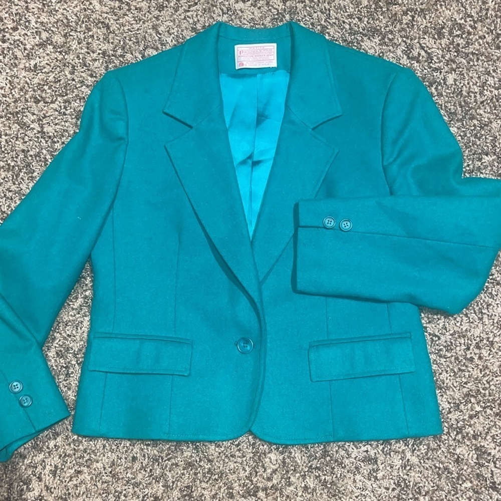 Vintage Pendleton Blazer Emerald/Teal Green Size … - image 4